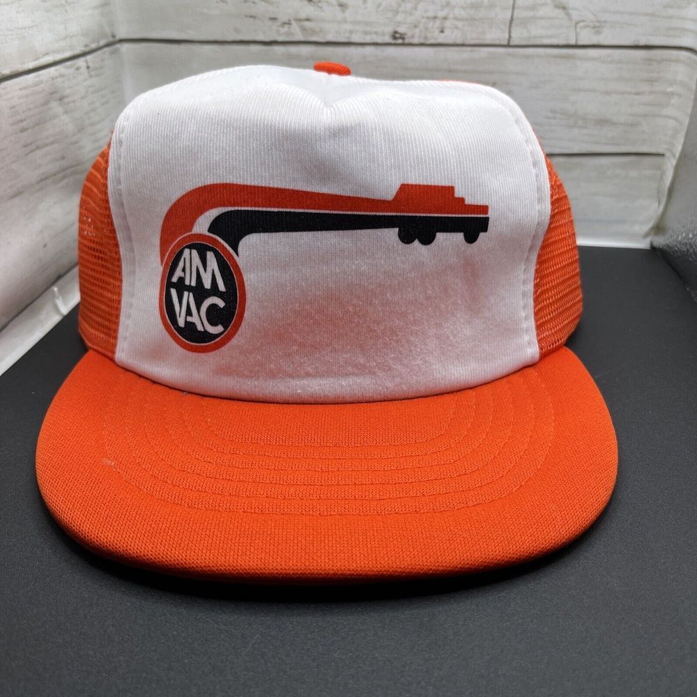 Vintage AM‎ VAC Trucker Hat Orange Mesh Back